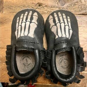 Freshly Picked Black Skeleton Baby Moccasins